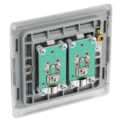 BG Nexus Brushed Steel 1x TV 1x FM Diplex Socket NBS66 with 35mm Steel Back Box