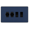 BG Evolve Matt Blue 4 Gang Light Switch Grid – 2x Trailing-Edge LED Dimmer, 1x Intermediate, 1x 2-Way Switch