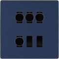 BG Evolve Matt Blue 6 Gang Switch 4x Trailing Edge LED Dimmer, 1x Intermediate, 1x 2-Way Switch