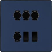 BG Evolve Matt Blue 6 Gang Switch 4x Trailing Edge LED Dimmer, 1x Intermediate, 1x 2-Way Switch by British General (BG-Evolve-DB-6G-4x-Dimmer-1x-INT-1x-2Way)
