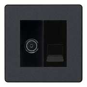 BG Evolve Matt Grey TV Aerial & Secondary Telephone Socket - Black Insert