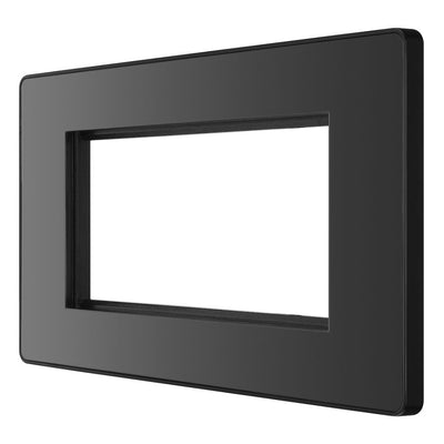 BG Evolve Black Chrome 4 Gang Secondary Telephone Socket, Screw Terminal - Black Insert