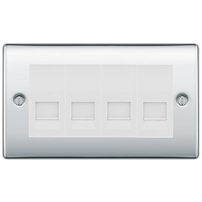 BG Nexus Polished Chrome 4 Gang IDC Secondary Telephone Socket - White Insert