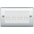BG Nexus Polished Chrome 4 Gang IDC Secondary Telephone Socket - White Insert