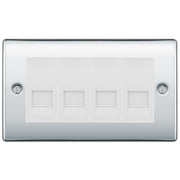 BG Nexus Polished Chrome 4 Gang IDC Secondary Telephone Socket - White Insert by British General (BG-NPCBTS4W)