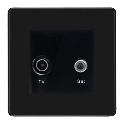 BG Screwless Matt Black TV & Satellite Socket FFBTVSATB by British General (BG-FFBTVSATB)