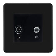 BG Screwless Matt Black TV & Satellite Socket FFBTVSATB by British General (BG-FFBTVSATB)