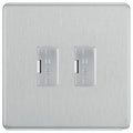 BG Screwless Brushed Steel 2 Gang Unswitched Fused Spur 13 Amp Connection Unit