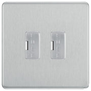BG Screwless Brushed Steel 2 Gang Unswitched Fused Spur 13 Amp Connection Unit by British General (Nexus-BS-2G-Unswitched-Fused-Spur-13-Amp)
