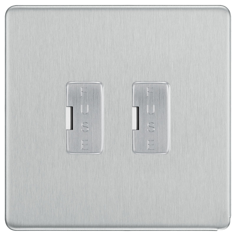 BG Screwless Brushed Steel 2 Gang Unswitched Fused Spur 13 Amp Connection Unit