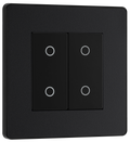 BG PCDMBTDS2B Matt Black Evolve 2 Gang 200W Trailing Edge Secondary Touch Dimmer - Black Insert