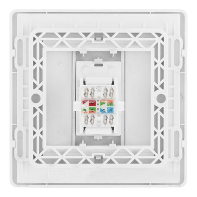BG Evolve Brushed Steel RJ45 Cat6 Single Data Outlet PCDBSRJ451W with 35mm Steel Back Box