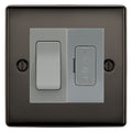 BG Nexus Metal Black Nickel 20A Intermediate Switch & 13A Fused Spur Plate | Grey Insert