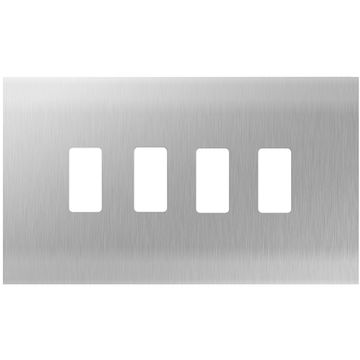 BG Nexus Grid 4Gang Screwless Flat Plate Brushed Steel by British General (BG-GFBS4-1)