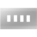 BG Nexus Grid 4Gang Screwless Flat Plate Brushed Steel