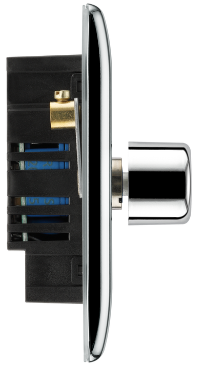 BG NPC84 Nexus Metal Polished Chrome 4 Gang 200W 2 Way Trailing Edge Push Type Dimmer Switch