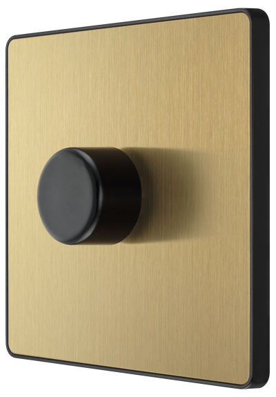 BG Evolve PCDSB81B Satin Brass 1 Gang 200W Switch-Black Insert