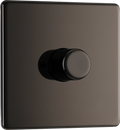 BG Electrical FBN81 Nexus Flatplate Screwless Black Nickel 1 Gang 200W 2 Way Trailing-Edge Push Dimmer Switch