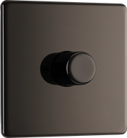 BG Electrical FBN81 Nexus Flatplate Screwless Black Nickel 1 Gang 200W 2 Way Trailing-Edge Push Dimmer Switch by British General (BG-FBN81-Shopify-SA_1)
