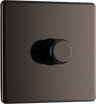 BG Electrical FBN81 Nexus Flatplate Screwless Black Nickel 1 Gang 200W 2 Way Trailing-Edge Push Dimmer Switch by British General (BG-FBN81-Shopify-SA_1)