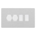 BG Evolve Brushed Steel 4 Gang Light Switch 2x Trailing Edge LED Dimmer 2x 2 Way Custom Switch