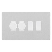 BG Evolve Brushed Steel 4 Gang Light Switch 2x Trailing Edge LED Dimmer 2x 2 Way Custom Switch by British General (Evolve-BS-CUSTOM-4GANG-2xDIMMER-2x-2WAY)
