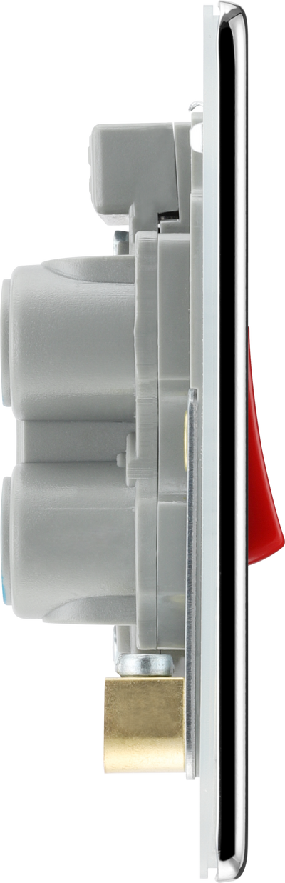 BG FPC74 Nexus Screwless Flat-Plate Double Pole Cooker Switch Polished Chrome Neon 45A