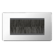 BG Screwless Polished Chrome Double 4 Gang Brush Cable Wall Plate TV Black by British General (BG-FPCEMR4+EMFO-1)