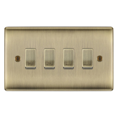 BG Antique Brass Custom Grid Switch Panel Labelled Kitchen Appliance 4 Gang by British General (BG-NEXUS-AB-Kitchen-Appliance-4Gang)