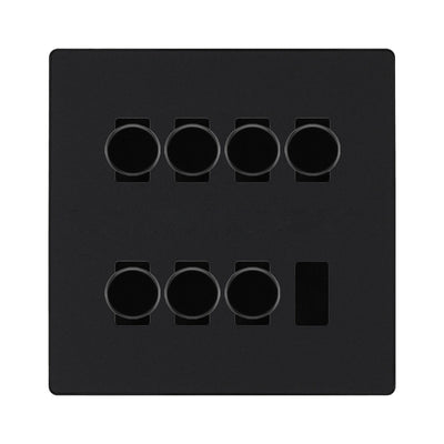 BG Evolve Matt Black 7 Gang Trailing Edge LED Dimmer Light Switch 2 Way Custom Switch by British General (Evolve-MB-CUSTOM-7GANG-7x-DIMMER-2WAY)