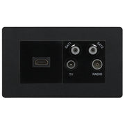BG Evolve Matt Black 4G Faceplate with HDMI + TV/FM/SAT Module - Black Insert by British General (BG-PCDMBEMR4B-HDMI-TVFM2B)