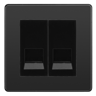 BG Evolve Black Chrome Double Master Telephone Socket – Black Insert
