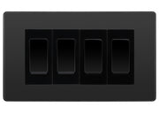 BG Evolve Black Chrome 4-Gang Light Switch 2x 2-Way + 2x Intermediate – Black Inserts