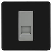 BG Screwless Matt Black Single RJ11 Telephone Socket FFBRJ111 - Grey Insert by British General (BG-FFBRJ111G)