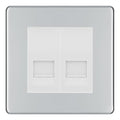 BG Screwless Polished Chrome Double IDC Secondary Telephone Socket - White Insert