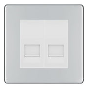 BG Screwless Polished Chrome Double IDC Secondary Telephone Socket - White Insert by British General (BG-FPCBTS2W)