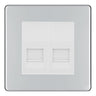 BG Screwless Polished Chrome Double IDC Secondary Telephone Socket - White Insert by British General (BG-FPCBTS2W)