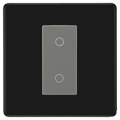 BG Nexus Screwless Matt Black Single Master Touch Dimmer Switch - Grey Insert by British General (BG-EMTDMG+FFBEMS1)