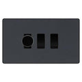 BG Evolve Matt Grey 3 Gang Light Switch Grid – 1x Trailing-Edge LED Dimmer, 1x Intermediate, 1x 2-Way Switch
