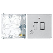 BG Screwless Brushed Steel 13A Switched Spur + Neon + Flex Outlet FBS53 with 25mm Steel Back Box by British General (BG-FBS53+HGS02)