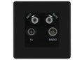 BG Screwless Matt Black TV/FM/2x SAT Quadplex Socket – Black Insert