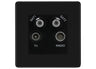 BG Screwless Matt Black TV/FM/2x SAT Quadplex Socket – Black Insert by British General (BG-FFBTVFMSAT2B)