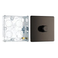 BG Screwless Black Nickel 200W 2 Way Single Trailing Edge Dimmer Switch FBN81 with 25mm Steel Back Box