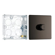 BG Screwless Black Nickel 200W 2 Way Single Trailing Edge Dimmer Switch FBN81 with 25mm Steel Back Box