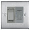 BG Nexus Metal Brushed Steel 20A Double Pole Switch & 13A Fused Spur Plate | Grey Insert by British General