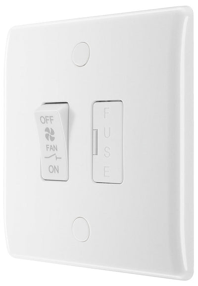 BG 815F Moulded Round Edge | White | 10A Triple Pole Fused Fan Isolator Switch by British General (BG-815F)