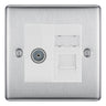 BG Nexus Brushed Steel TV Aerial & RJ45 CAT6 Data Socket - White Insert by British General