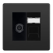 BG Evolve Black Chrome TV Aerial & RJ45 CAT6 Data Socket - Black Insert