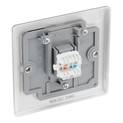 BG Brushed Steel 1 Gang RJ45 Single Data Outlet NBSRJ451 and 25mm Steel Back Box