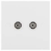 BG 961 Moulded Square Edge | White | 2 Gang Co-Axial TV Socket Outlet by British General (BG-961)